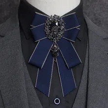 Роскошные мужские и женские деловые для свадебного банкета, вечеринки галстук-бабочка Gravata британская лента бабочка Жених Черный в стразах-кристаллах галстук-бабочка