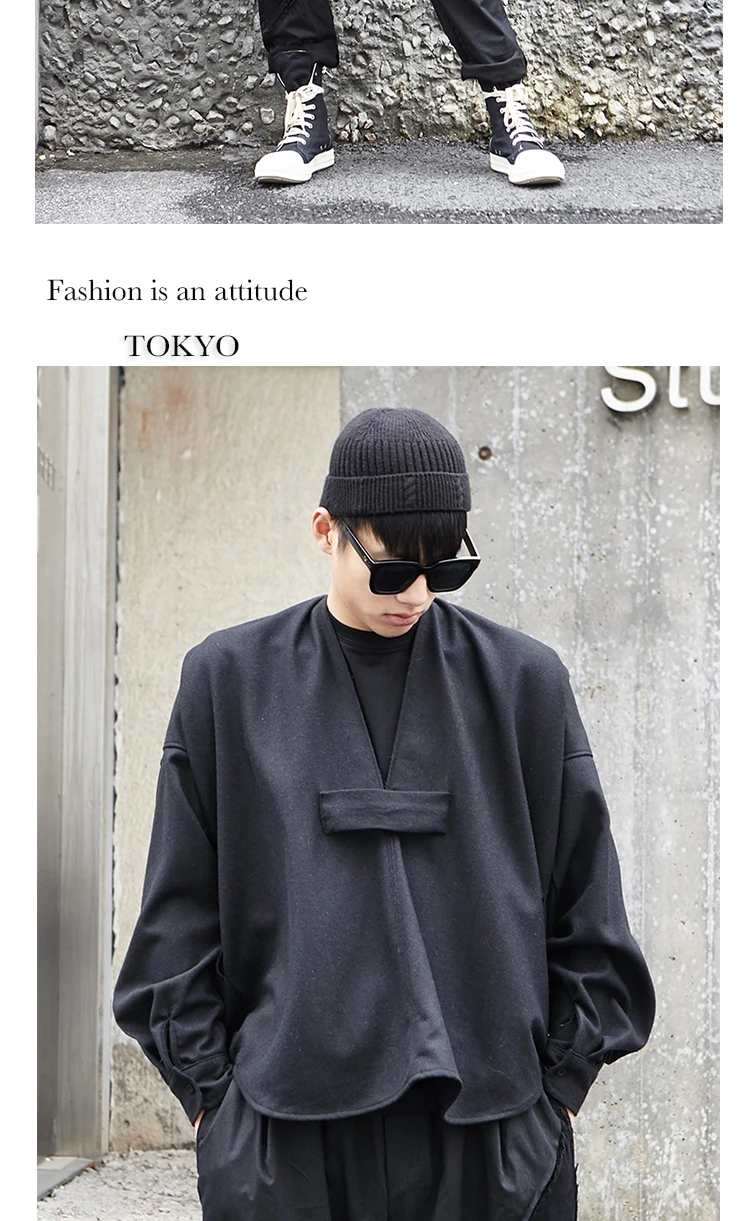 YWSRLM осень зима Ямамото стиль темно-черный японский двусторонний личности тенденции с длинными рукавами рубашка Y009