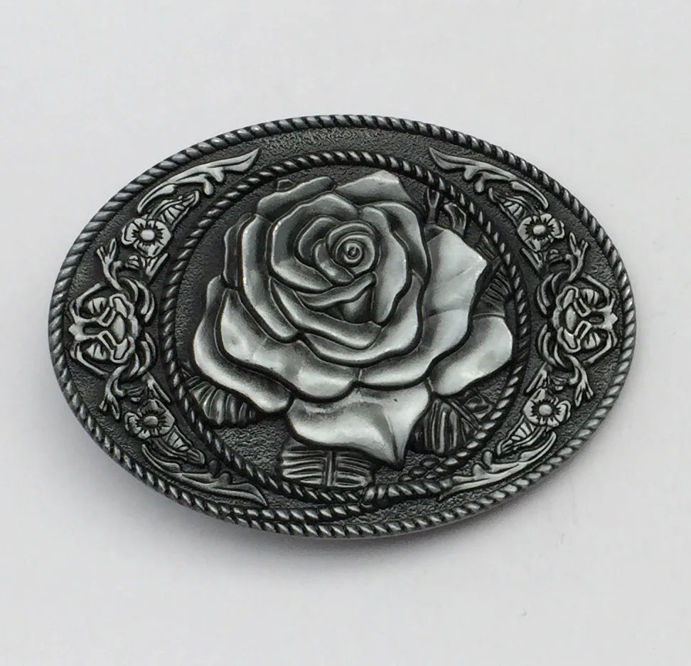 

Western Rose Flower Oval Belt Buckle SW-BY737 suitable for 4cm wideth belt with continous stock