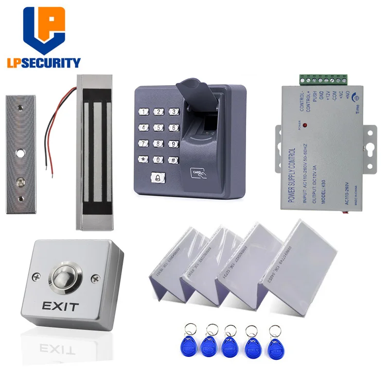 

Magnetic Door Lock+500 Users Fingerprint RFID Card Door Access Control Kit +5 Key Card+5 RFID Card