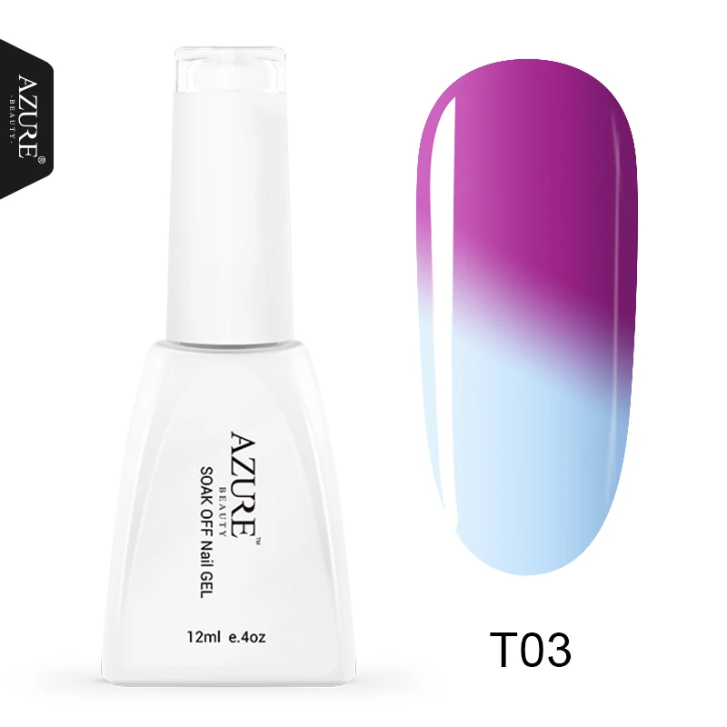 Azure beauty, термальный УФ-гель для ногтей, меняющий цвет, с температурой, замачивается, светодиодный лак, долговечный Гибридный гвоздь, 12 мл - Цвет: T03