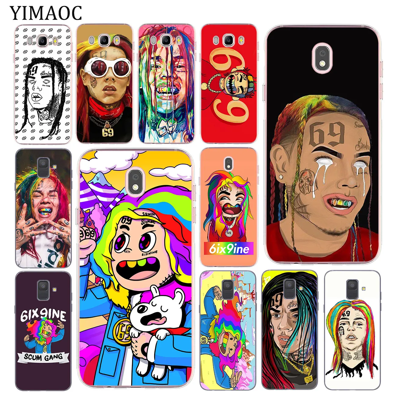 Хип-хоп рэппер Tekashi 69 6ix9ine тонкий мягкий чехол для Samsung Galaxy J8 J3 J4 J5 J6 J7 2017 A2 Core A5 2016 A9 A8