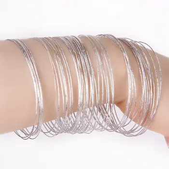 

50 Pcs Silver Color Thin Hoop Cuff Bracelets Bangles For Women Hiphop Pulseiras Argola Wristband Pulseras Mujer Moda Accessories