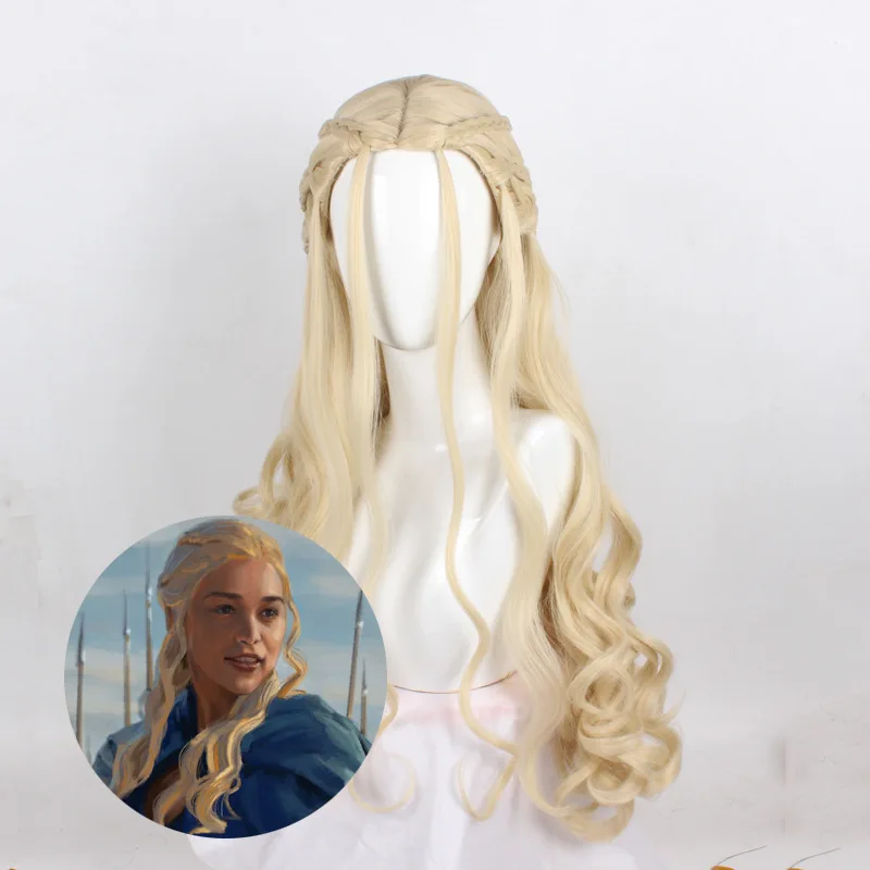 Игра престолов 8 Дракон мать Дейенерис Таргариен Косплей парики женщины девушки Ролевые игры коричневый Большая волна вьющиеся пушистые волосы парик