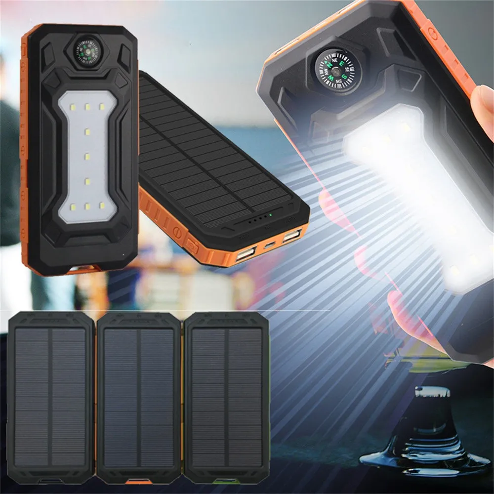

HIPERDEAL DIY Waterproof 300000mAh High capacity Power Bank 2 USB Solar Charger Case With LED flashlight No Battery dropshipping