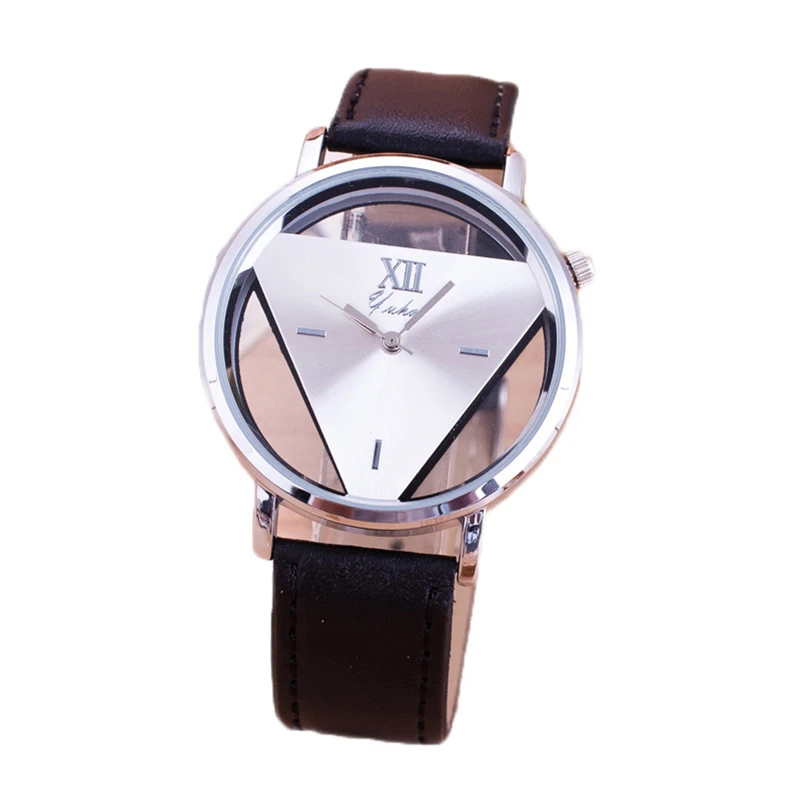 

High quality Inverted Triangle Women dress watch Rounded Wristwatches for unisex men leather strap watch clock hours wholesell