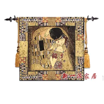 

132x138cm Gustav Klimt - Kiss World Famous Painting Wall Tapestry Wall Hanging Belgium Bohemian Decor Moroccan Decor Wall Carpet