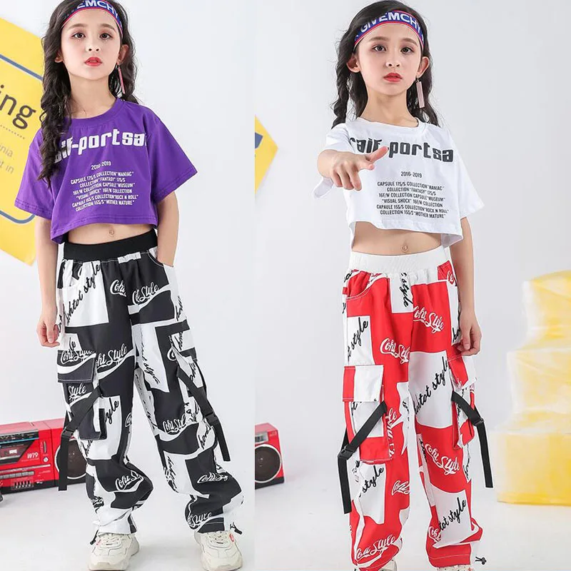 

Kids Sweatshirt T Shirt Top Sport wear Pants Hip Hop Clothing Outfits Girls Dance Stage Costume Ballroom Dancing Street wear