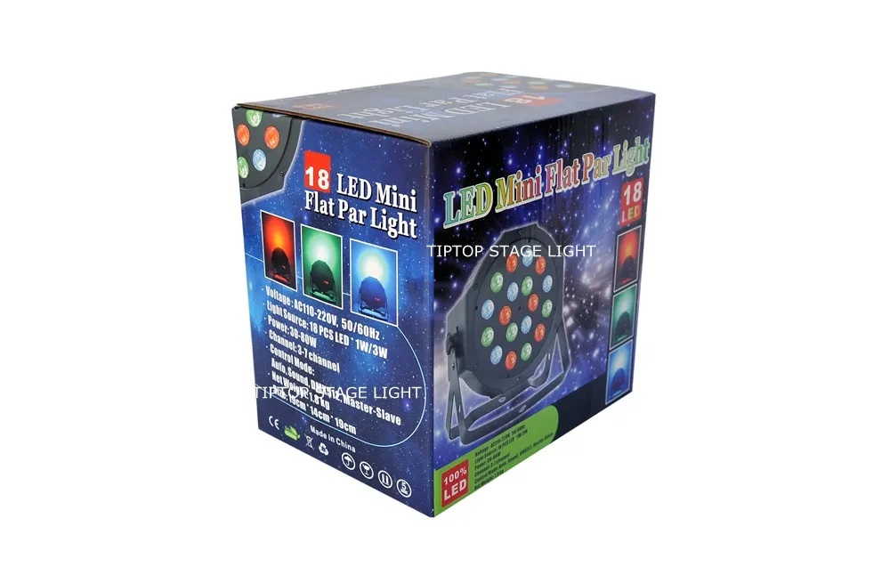 Дешевая цена 12 шт./лот 18 шт. 3 Вт плоский светодиодный светильник DMX512 тонкий RGB светодиодный Parn Американский DJ питание Quad Scan светодиодный светильник ing TP-P183
