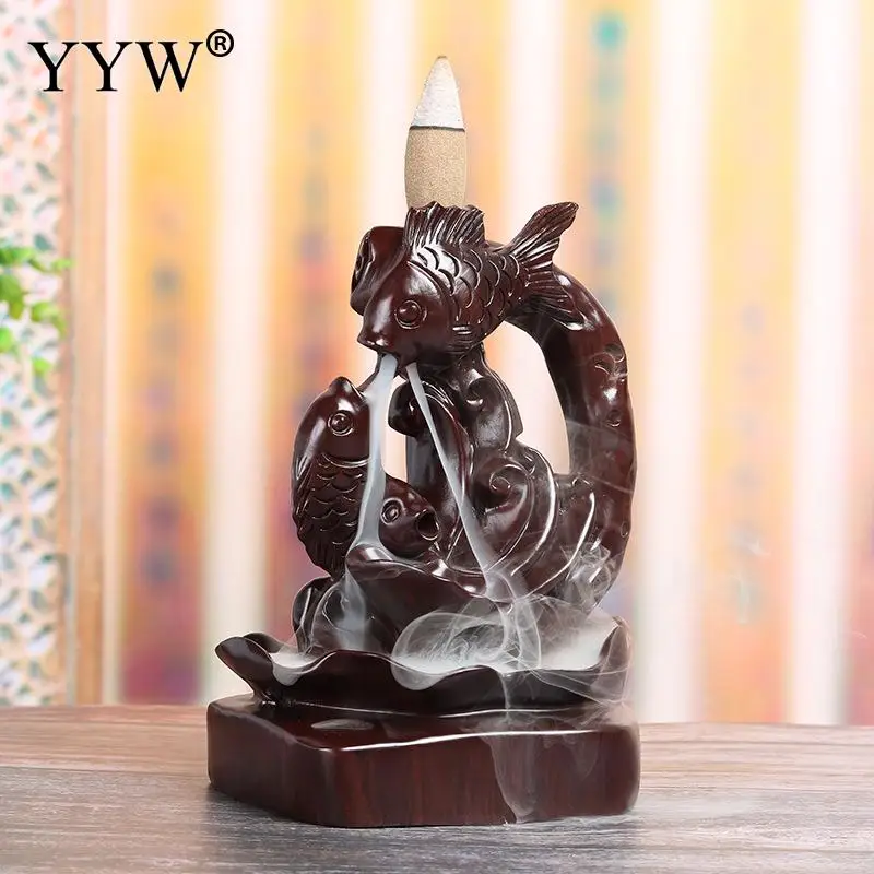

Black Sandalwood Carved Incense Stick And Cone Holder Backflow Incense Stick Burner Waterfall Censer Aroma Burner Home Decor