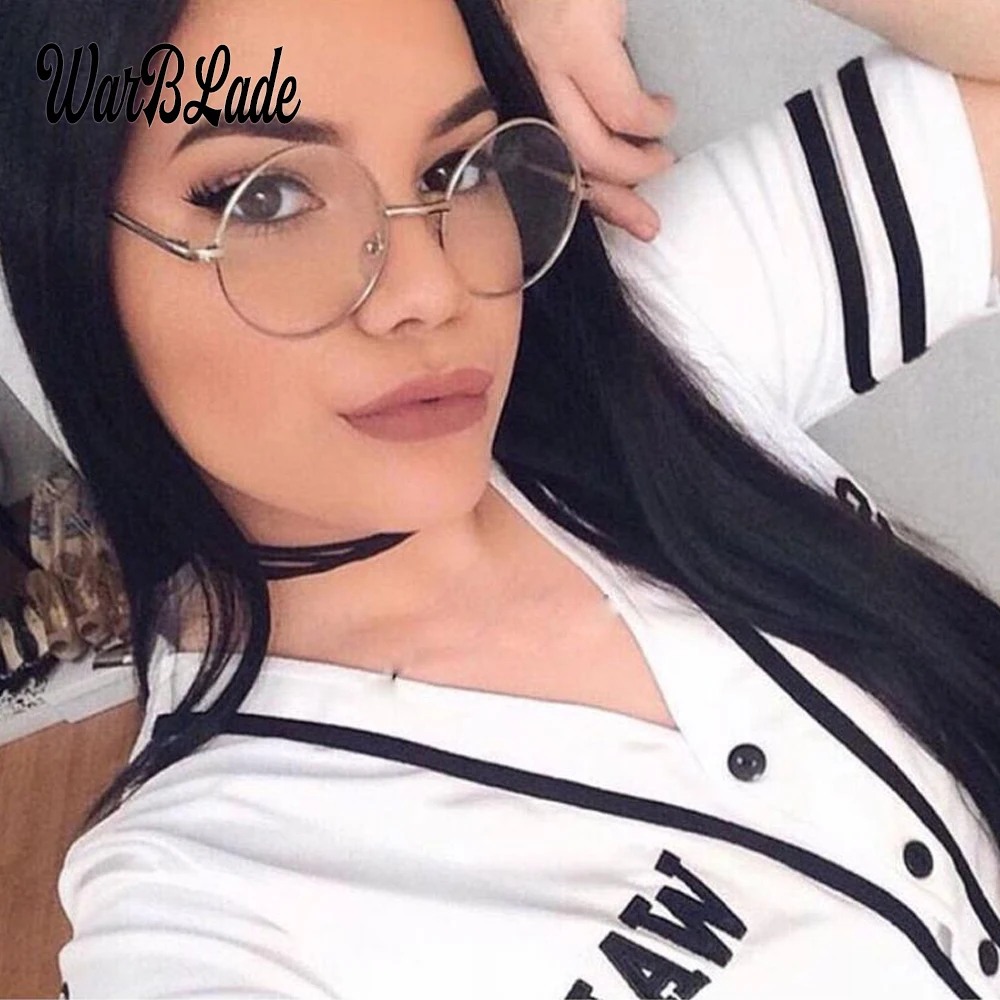 WarBLade 2020 круглые очки nerd прозрачные линзы унисекс золотая круглая металлическая