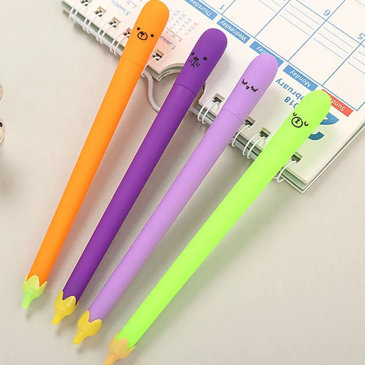 

20PCS/LOT Creative Learning Stationery Simulation Eggplant Gel Pen Cute Cartoon Vegetable Shape Pen Office Signature Pen