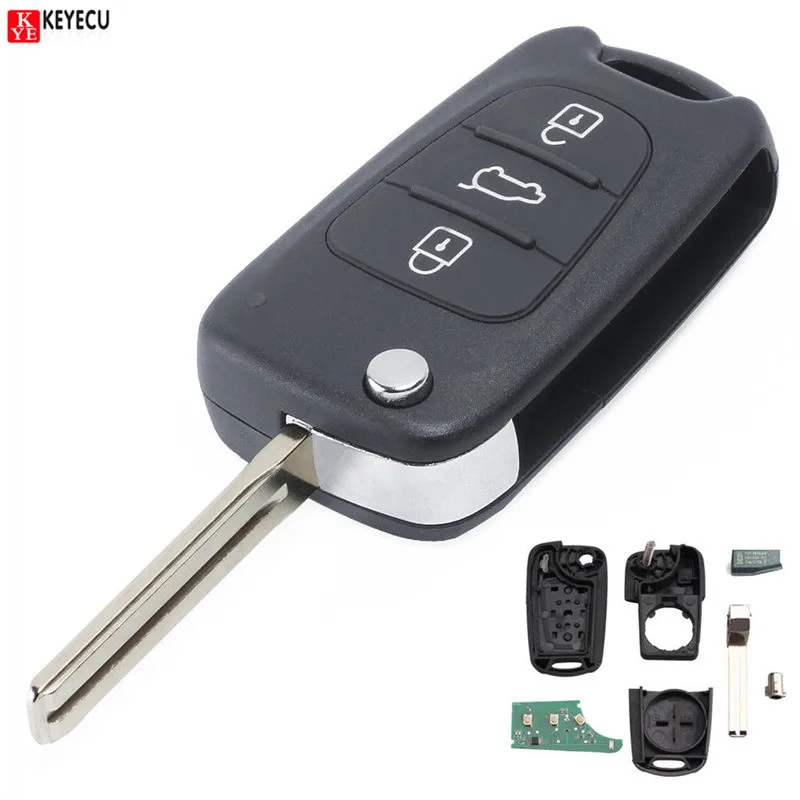 KEYECU Replacement 3 Button Transmitter Remote Key Fob 434MHz With Chip 80 BIT 4D ID60 for Hyundai IX20 2012 2013 2014 car remote key