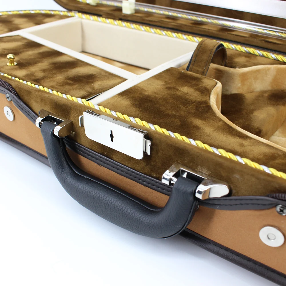 Новая фанера и нубук кожа прямоугольник полный размер скрипки чехол большое пространство для хранения 4/4 корпус скрипки w/гигрометр ремень
