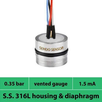 

low 35 kpa, 0.35 bar, 350 mbar vented gauge pressure, cheap millivolt output isolated oem pressure transducer, ss 316L material
