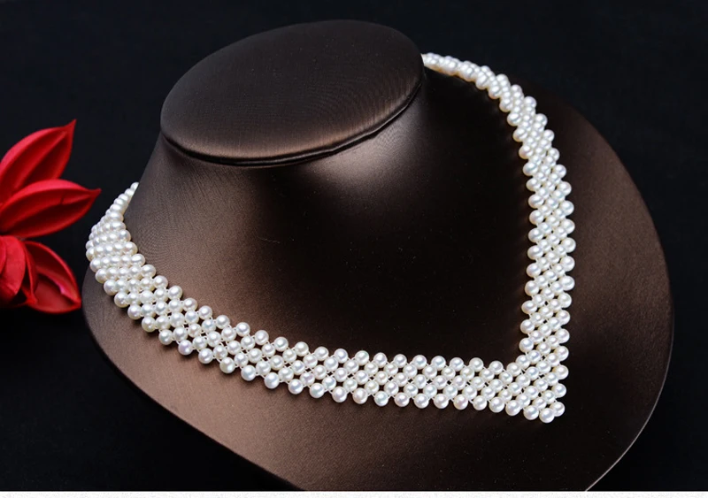 Ожерелье-чокер из натурального пресноводного белого жемчуга, винтажное жемчужное ожерелье для женщин, маленькое жемчужное ожерелье