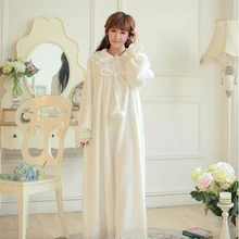 Высококачественная фланелевая зимняя ночная рубашка женская белая длинная пижама набор для сна «Принцессы»