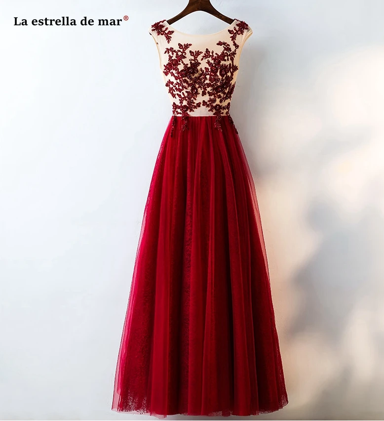 Халат demoiselle d'honneur pour femme 2019 новый глубокий вырез тюль бисером линия темно-синий, бордовый длинные платья подружек невесты Плюс Размер