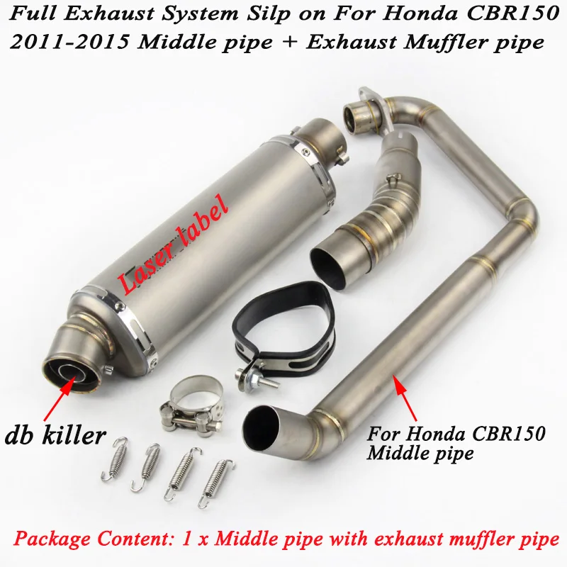 

Motorcycle Full Exhaust System Silp on For Honda CBR150 2011-2015 Middle Connecting Pipe With Exhaust Muffler Tubes DB Killer