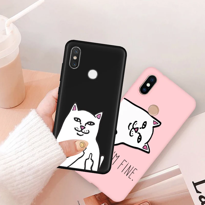 

Middle Finger Cat Case For Redmi Note S2 7 6 5 Plus 5A 4 Pro 4X 5A 6A 4A Case For Xiaomi Mi Pocophone F1 9 8 Lite Explorer A1 A2