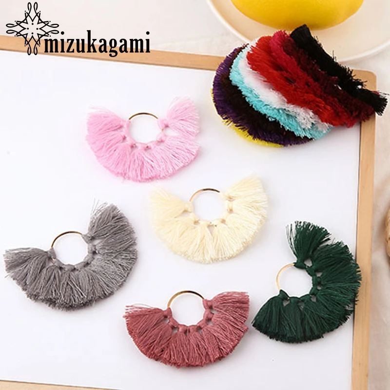 

Earrings Jewelry Fan Shaped Cotton Tassel Multicolor Tassels Charms Pendant 10pcs/lot For DIY Fashion Earrings Making Jewelry