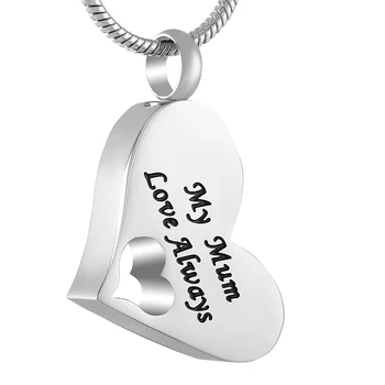 

IJD8528 Customized My Mum/Dad Love Always Stainless Steel Heart Shape Cremation Jewelry Pendant Ashes Urn Necklace of Loved Ones