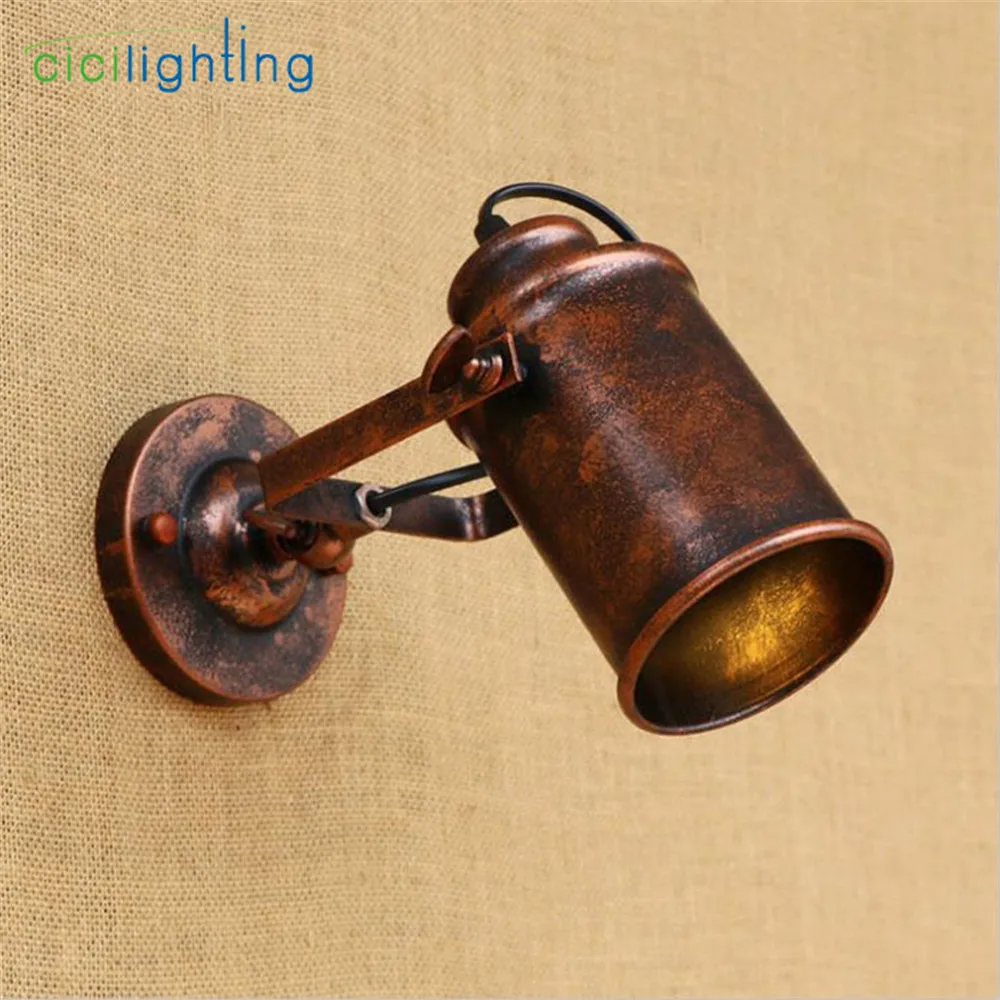 

Vintage Rustic Black Metal Wall Lamp American Retro 5W LED bulb wall light for Home Lighting store bar cob led Sconces