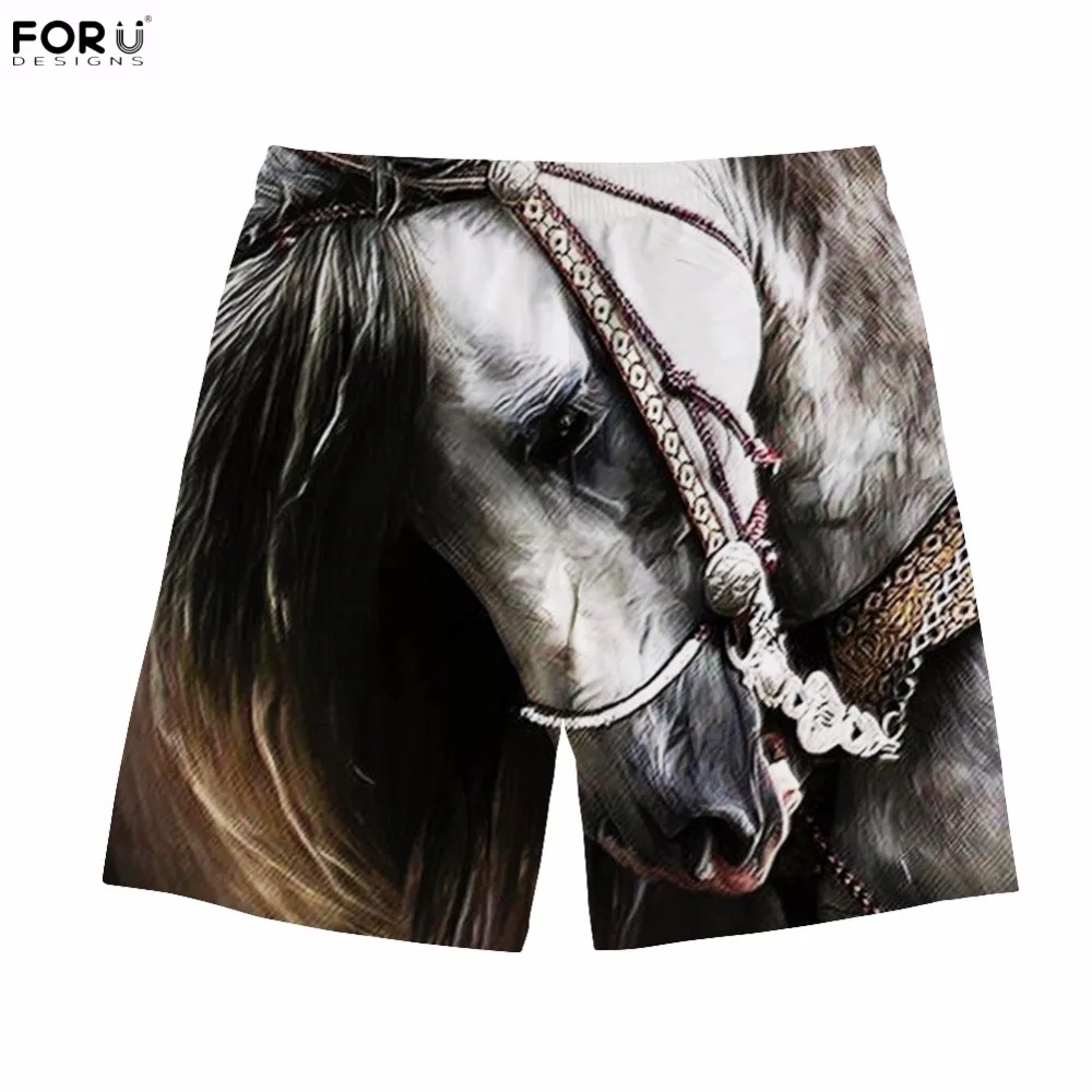 FORUDESIGNS/крутые летние пляжные шорты с 3D принтом Crazy Horse для мужчин; модные летние шорты для мужчин; повседневная одежда; короткая одежда