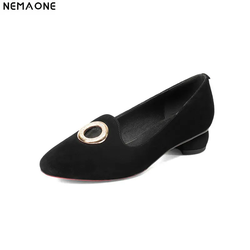 

NEMAONE Women Slip On Comfortable Low Heel Pumps Fashion Square Toe Casual Shoes Black green yellow