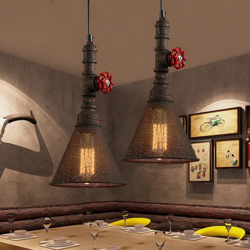 

American Country Industrial Loft Iron Net Shape Pendant Light Creative Restaurant Balcony Retro Pipe Light Free Shipping