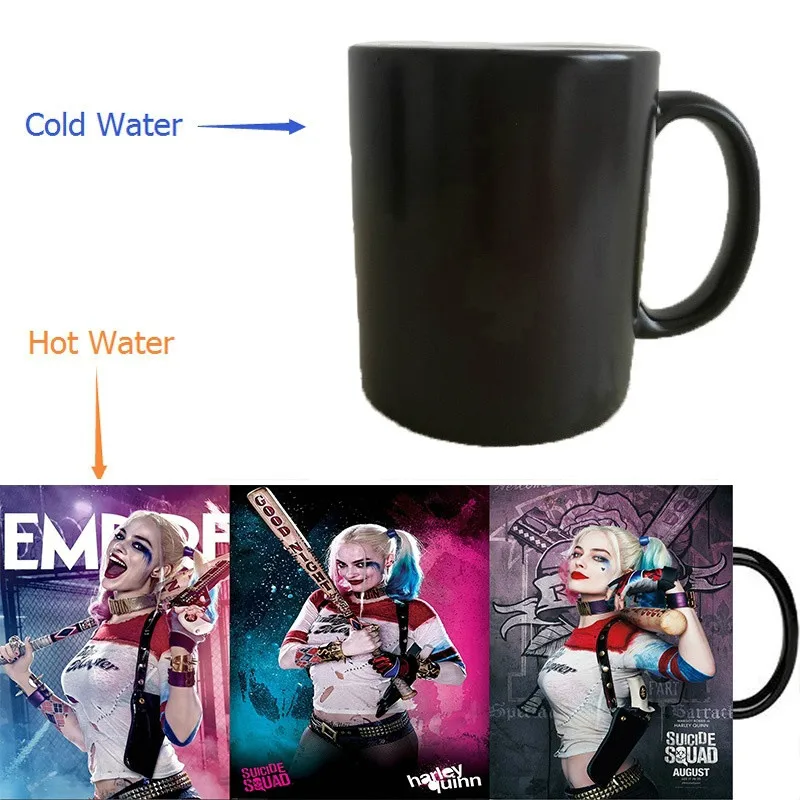

Harley Quinn Mugs Suicide Squad Mug Deadpool Joker Heat Reveal Home Decal Tea Coffee Ceramic Novelty Porcelain Cups