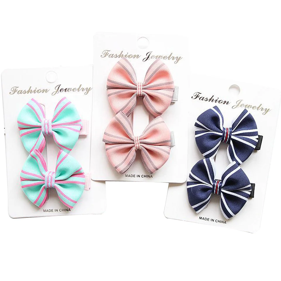 

Cute Quality Stripe Bow Hair Clips Set Alligator Barrettes For Girl Teens Kids Toddlers HC005