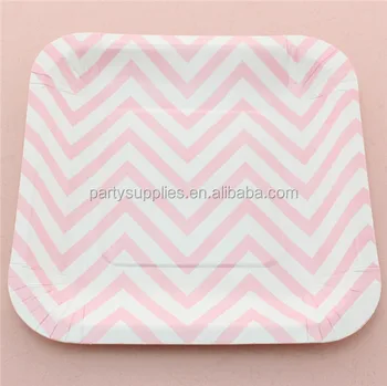 

Free Shipping 120pcs 7'' Square Chevron Picnic Paper Plates