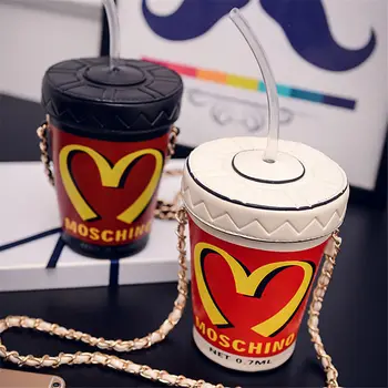 

Sendefn Summer New Spuer PU-bucket Women's Bag Personality Cola Cup Creative Single Shoulder Oblique Cross Chain Small Handbags