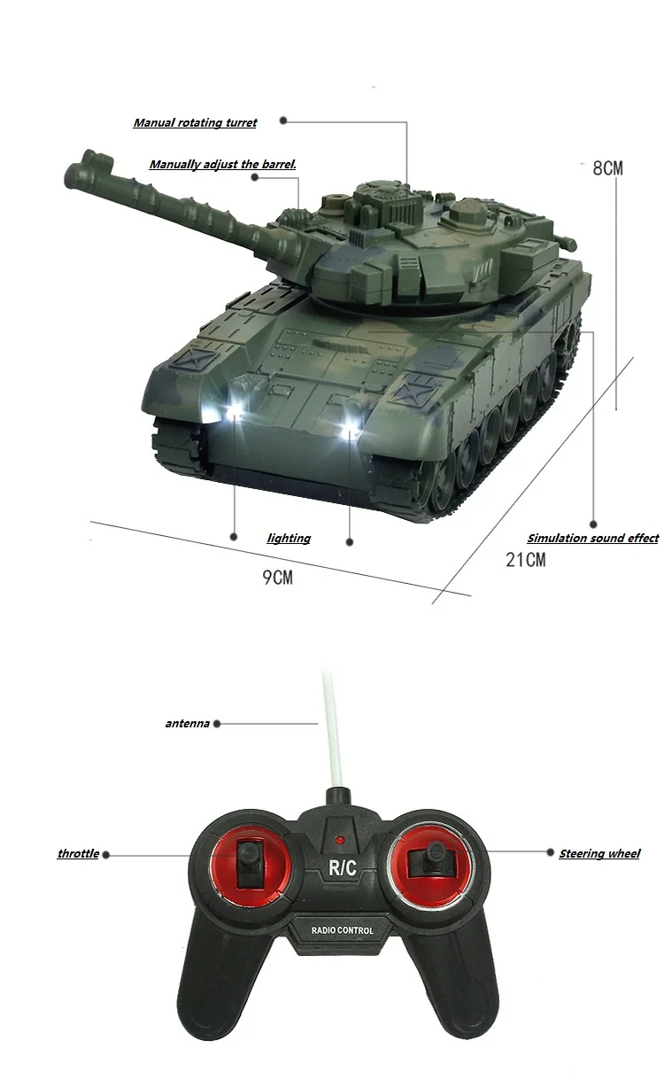 Пульт дистанционного управления Танк автомобиль игрушки для младенцев моделирование Танк модель зарядки 1:18 четыре ссылки детские игрушки