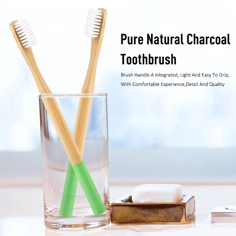 10 шт цветная зубная щетка из натурального бамбука мягкая щетина Бамбуковый материал ручка экологически чистая зубная щетка для ухода за полостью рта