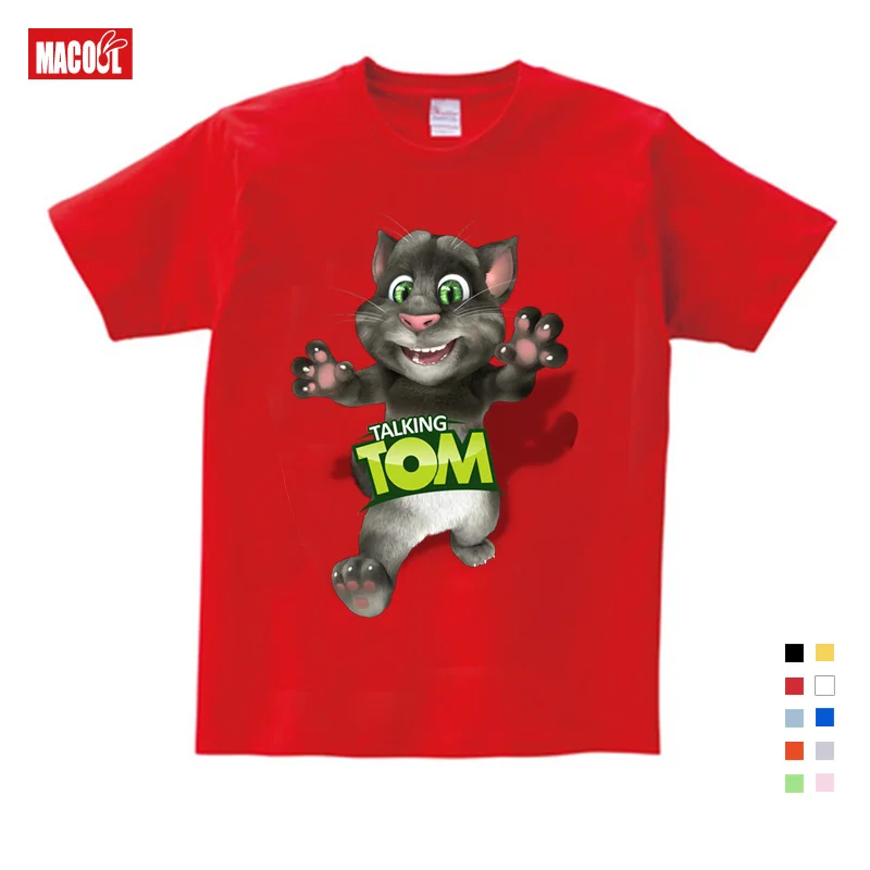 Г. Детская Хлопковая футболка с рисунком из мультфильма летняя Удобная футболка с рисунком говорящего кота для мальчиков и девочек От 3 до 15 лет - Цвет: T-shirt