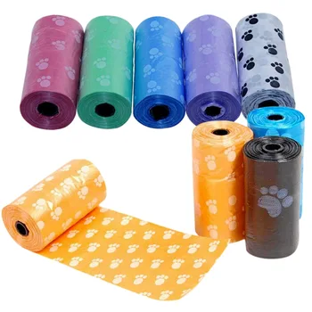 

15 Pcs/Rolls Pet Dog Waste Poop Bag With Printing Doggy Bag Pick Up Pooper Bags Pet Supplies Random Color Wholesale