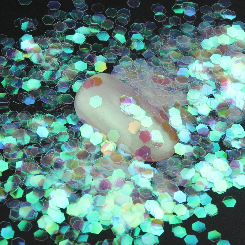

10g/piece Holographic Hexagon Nail Glitter Beauty Women Manicure Nail Art Tip Decorations Powder Nail Dust WY447-452