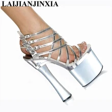 LAIJIANJINXIA/туфли-лодочки с ремешком на лодыжке; удобные босоножки на очень высоком каблуке 18 см; обувь для танцев на платформе