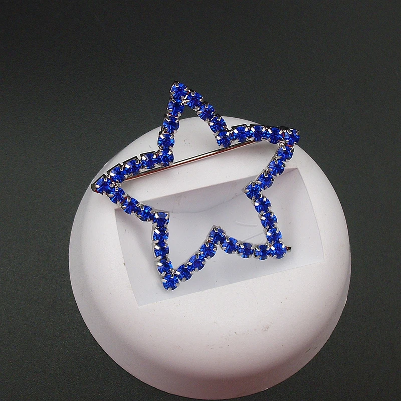 Новая мода синий/красный Стразы звезда с серебристым покрытием форма брошь булавки для женщин партии девушки подарки, Пункт №: ART323