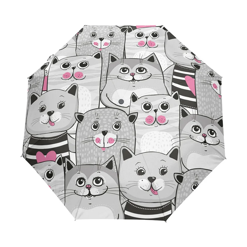 

Windproof Automatic Umbrella Rain Women Lovely Cat Folding Umbrellas Kids Portable Umbrella for Girl