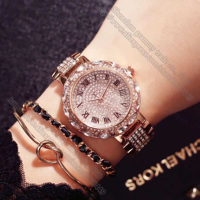 

Wristwatches Quartz-Watches High-Grade womens watches Luxury Stainless Steel watch strap With Rhinestones Gift Accessories