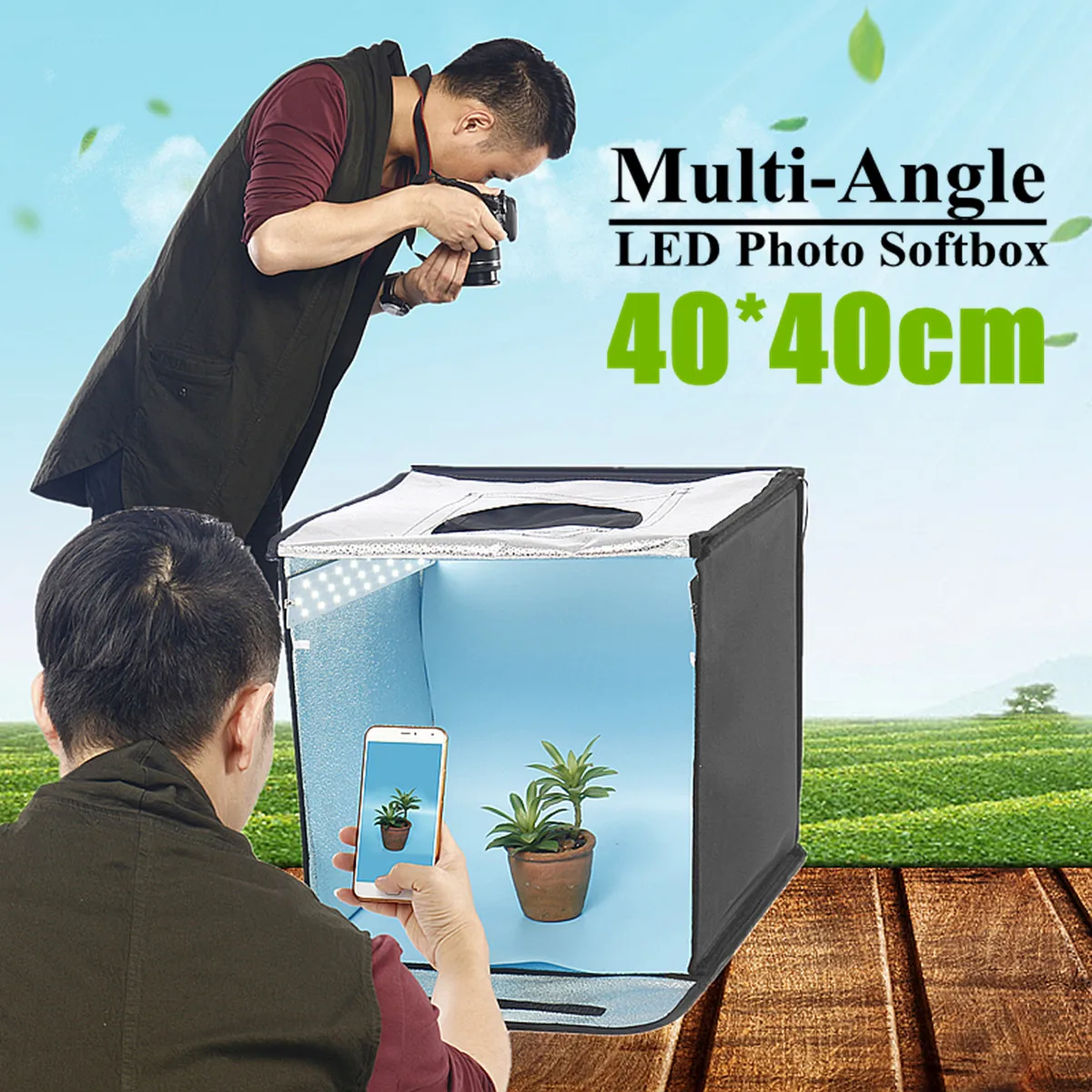 

Super Bright Portable Collapsible Photography Tent + Light Absorbing Cloth Soft Cloth LED Light Bars 3 x Background Papers