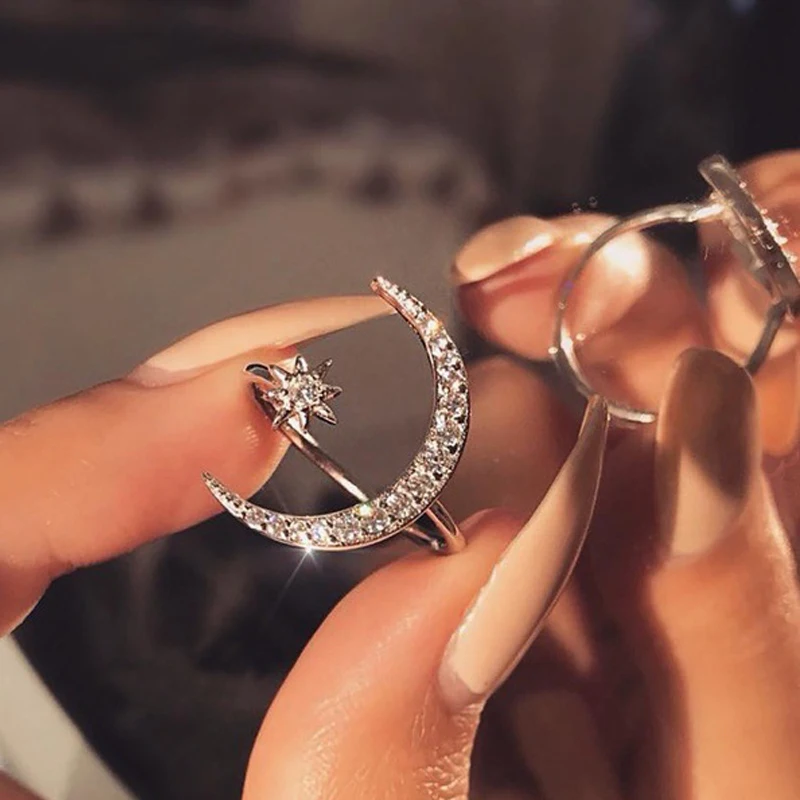 moon star cubic zirconia open rings  (7)