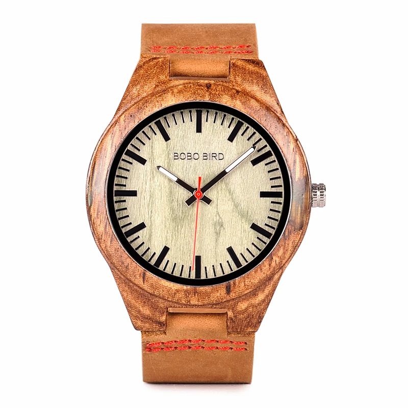 BOBO BIRD Wooden Wrist Watch Men with Crystal Agate Quartz Analog Watch Male in Gifts box erkek kol saati relogio masculino