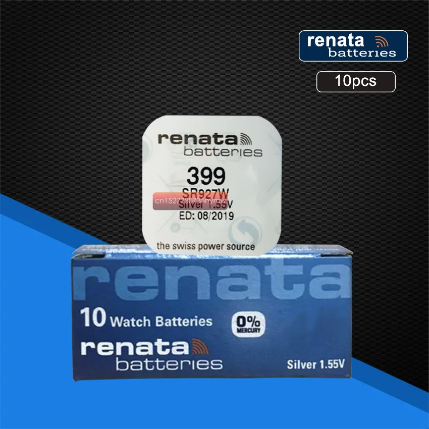 10 упаковок RENATA Swiss 399 SR927W 1 55 V для часов серебряные часы батареи|Часовые батарейки|
