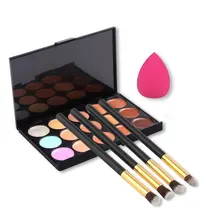 15 Color Concealer Palette+4 Pcs Brushes Make Up Concealer Beauty Cream Eye Face Cosmetics Powder Concealer Makeup Brushes Hot
