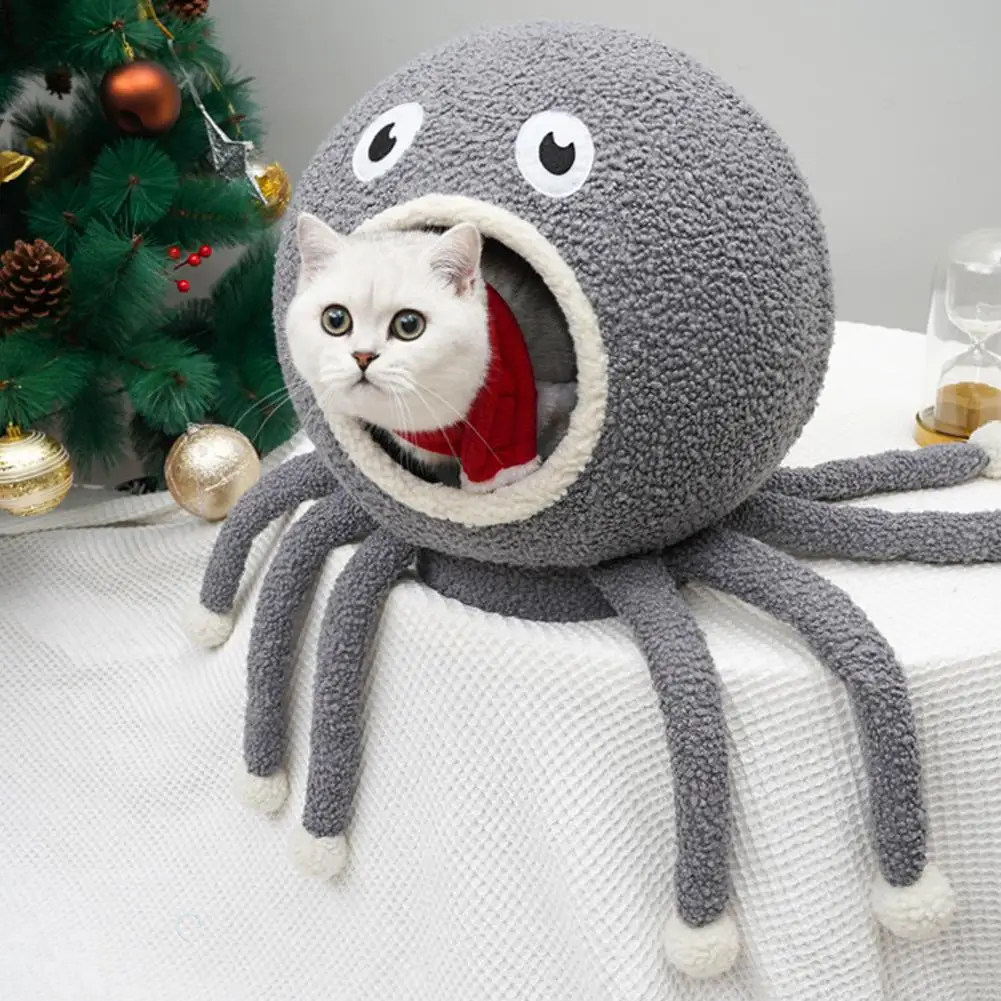 

TPFOCUS One Size Summer Cute Cartoon Octopus Shape Cat Deep Sleep House Bed Nest Soft Warm Nest Kennel Bed Cave House
