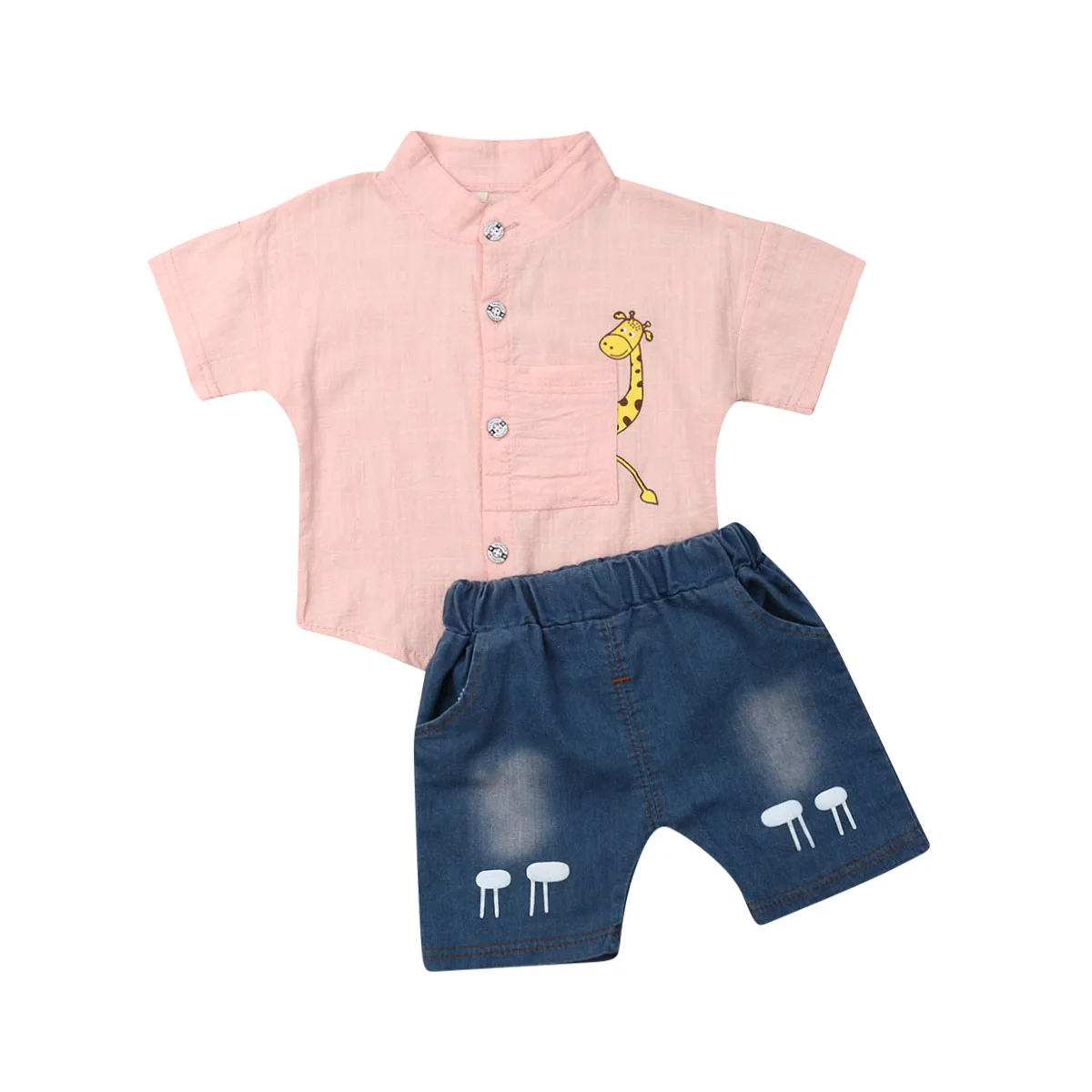  Pudcoco 2PCS Cute Toddler Kids Baby Boy Cotton Tops Gentleman Shirt Jean Shorts Summer Clothes Outf